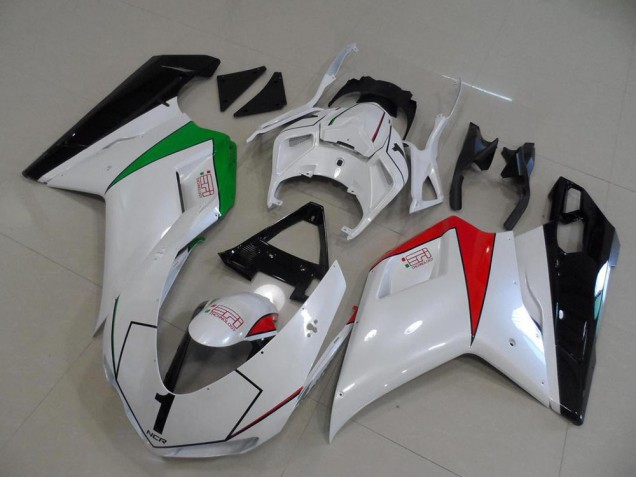 Ducati 848 1098 1198 2007-2014 - Blanco Perla con Italy Flag