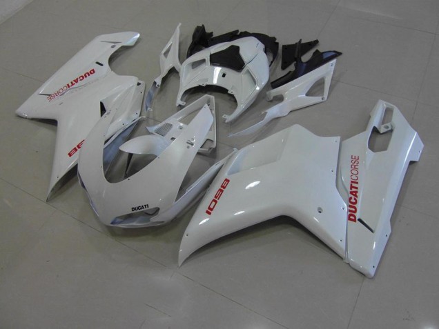 Ducati 848 1098 1198 2007-2014 - Blanco Perla con Rojo Calcomanías