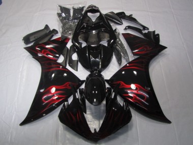 Yamaha R1 2009-2011 - Negro Rojo Llama